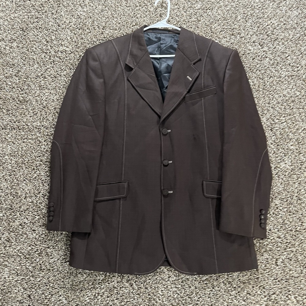 VTG Stacy Adams 40R Brown Superlative 150s Dress‎ Blazer Sport Coat Lined Retro